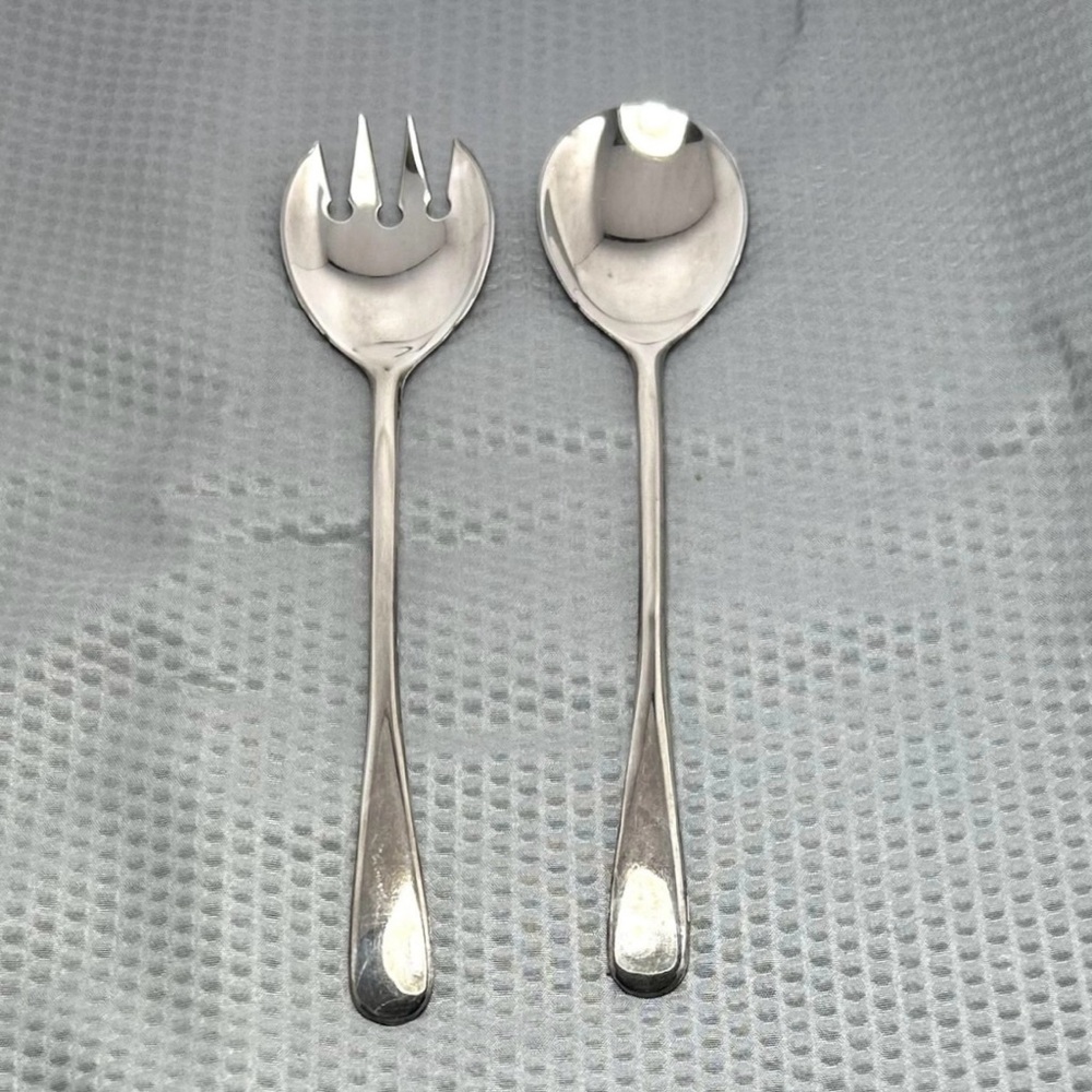 Italian Silver plated Salad Serving Set Spoon Fork Vintage Silver Plate Flatware